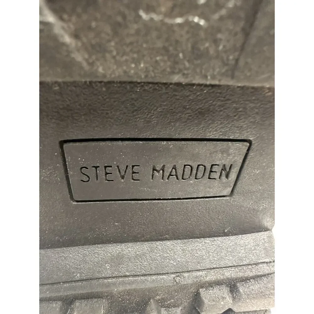Steve Madden Betty Black Pink‎ Floral Soft Velvet Lace Up Combat Boots Girls 4